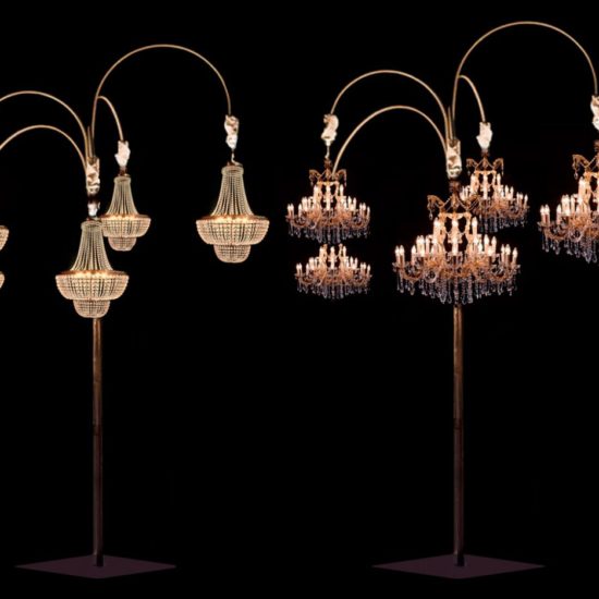 Free standing chandelielier stand with arches for wedding or dinner